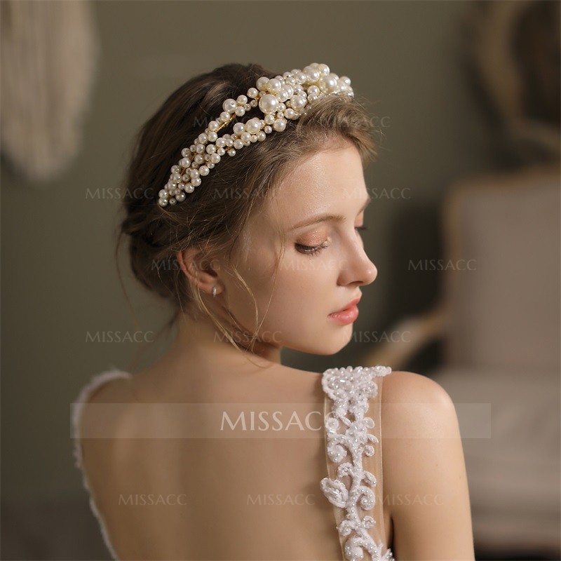 Luxurious Wedding Headbands With Pearl Bridal Headpieces