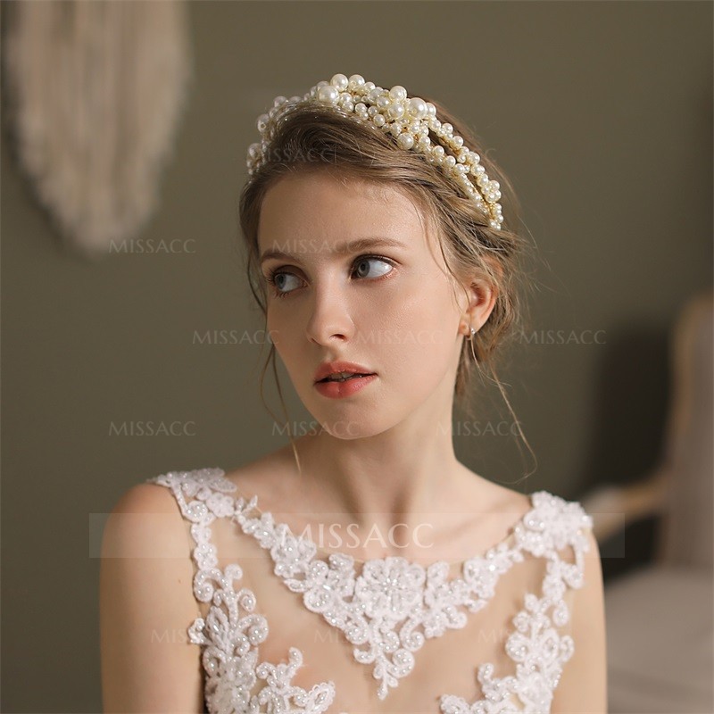 Luxurious Wedding Headbands With Pearl Bridal Headpieces