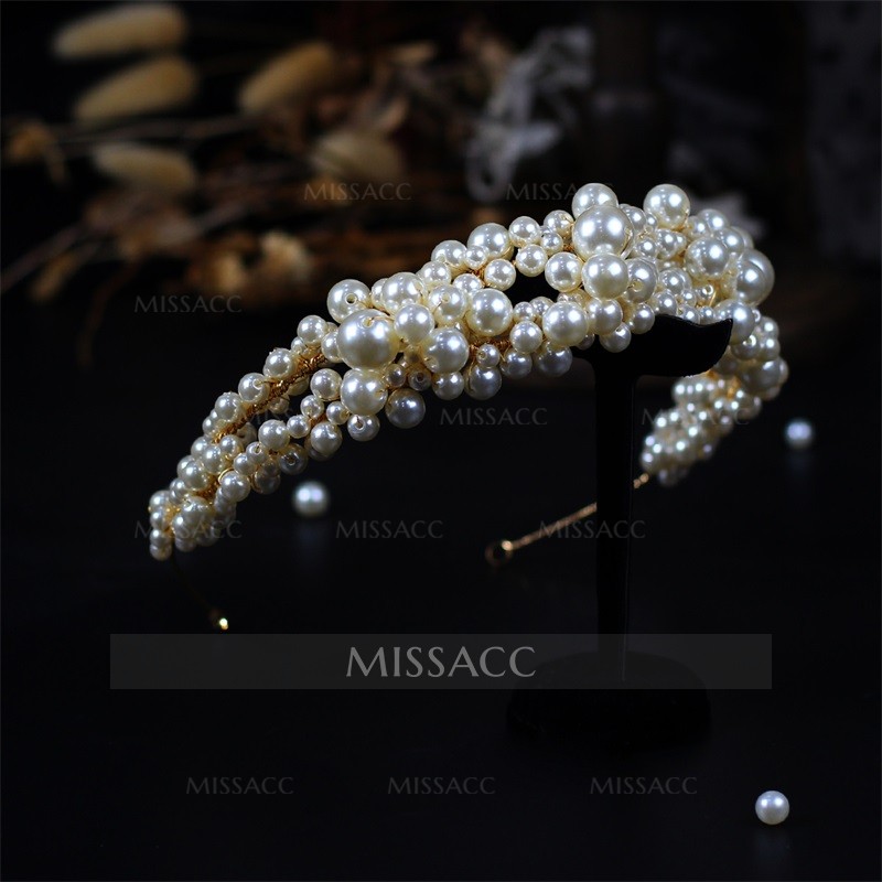 Luxurious Wedding Headbands With Pearl Bridal Headpieces