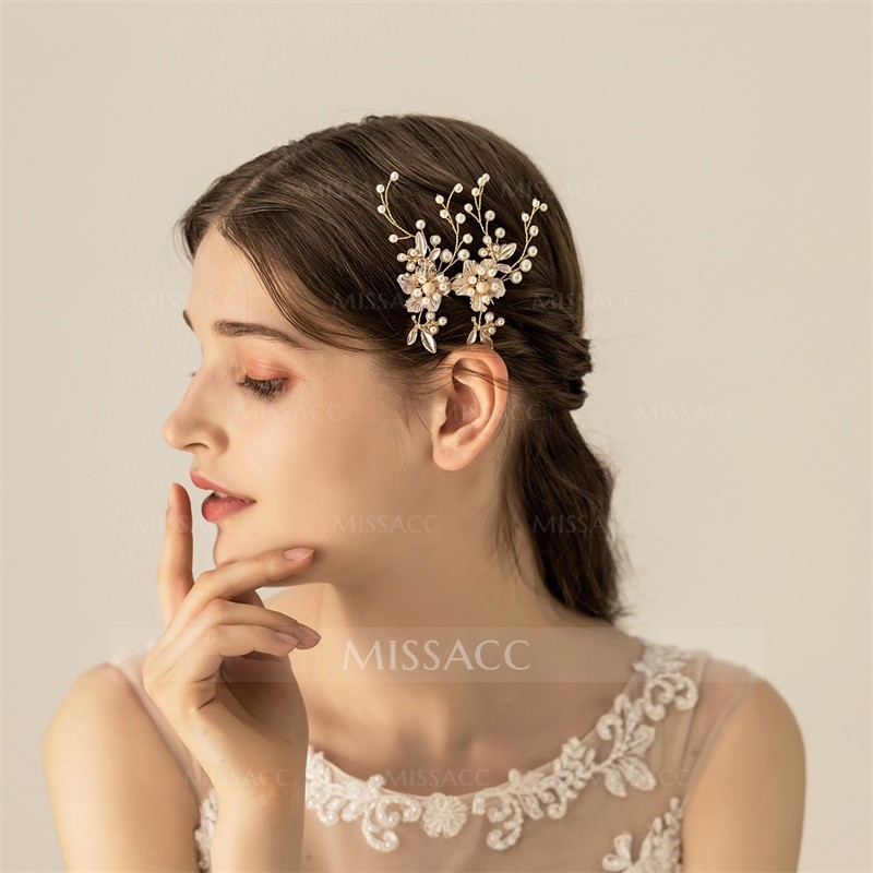 Wedding Hairpins With Pearl Bridal Headpieces (Set Of 2)