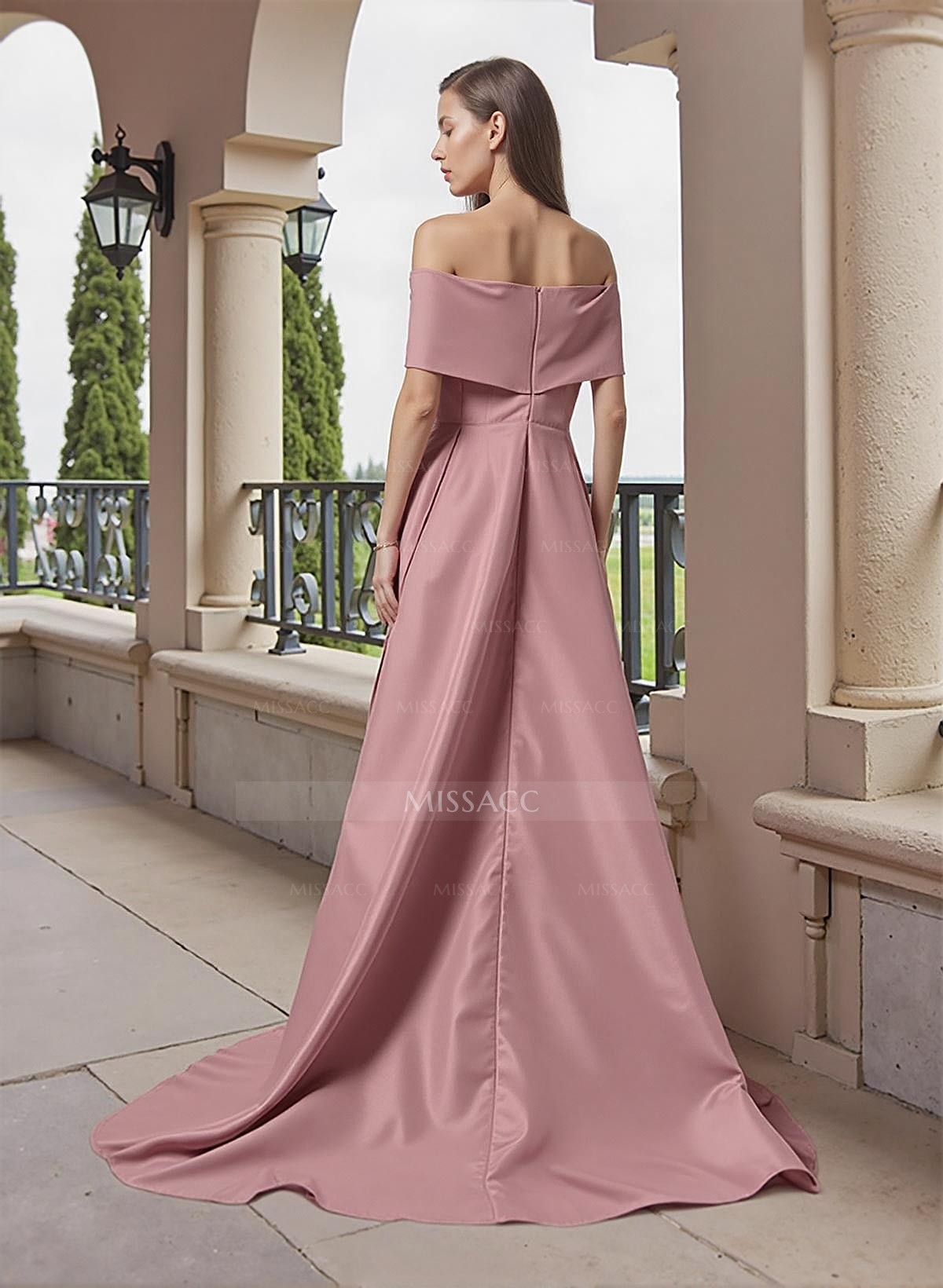 Sheath/Column Sweep Train Satin Mother Of The Bride Dresses