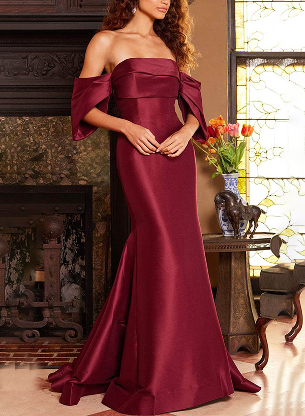 Trumpet/Mermaid Off-The-Shoulder Satin Mother Of The Bride Dresses