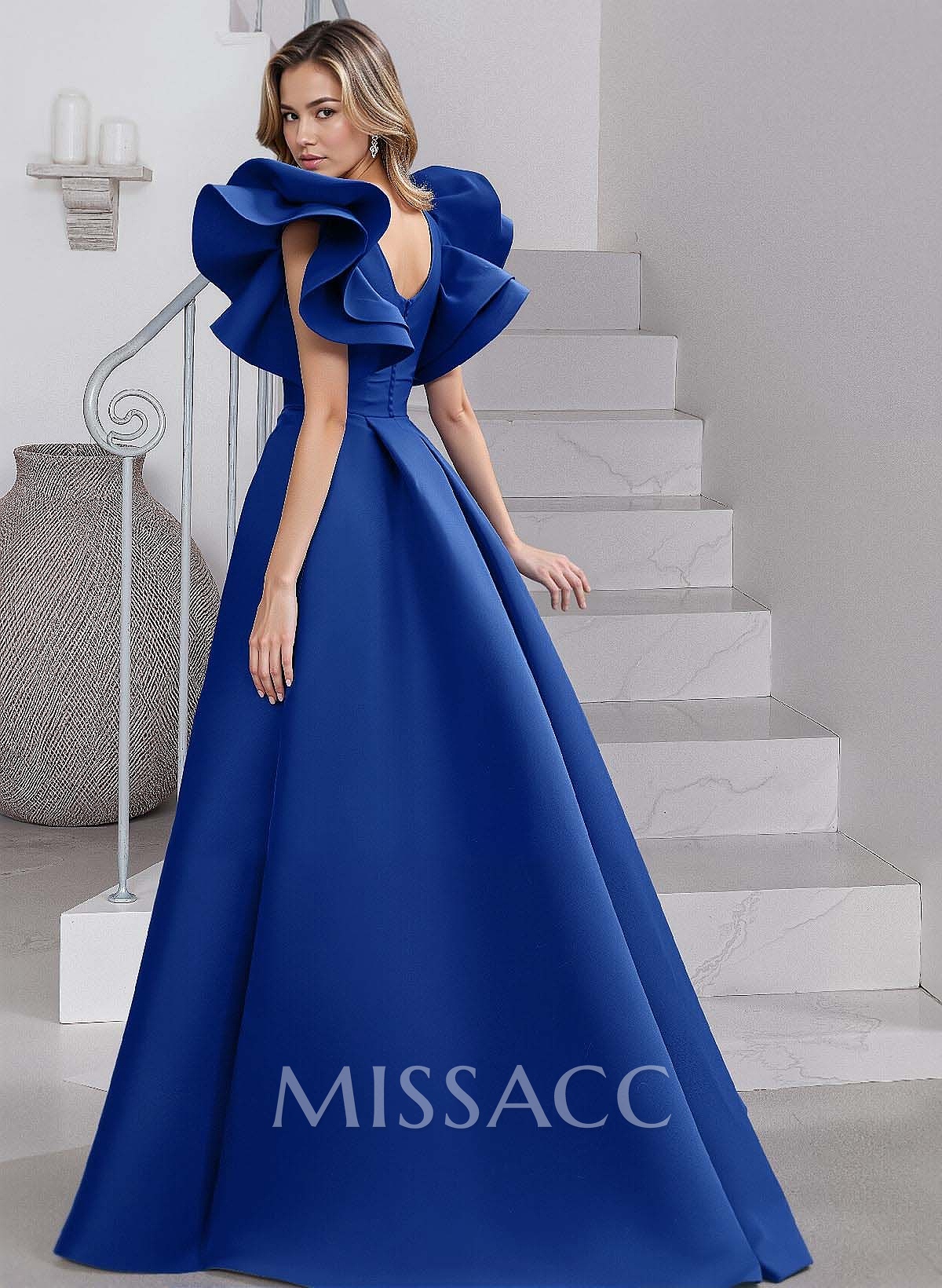 A-Line V-Neck Sleeveless Satin Mother Of The Bride Dresses With Ruffle
