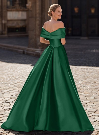 A-Line Off-The-Shoulder Sleeveless Satin Mother Of The Bride Dresses