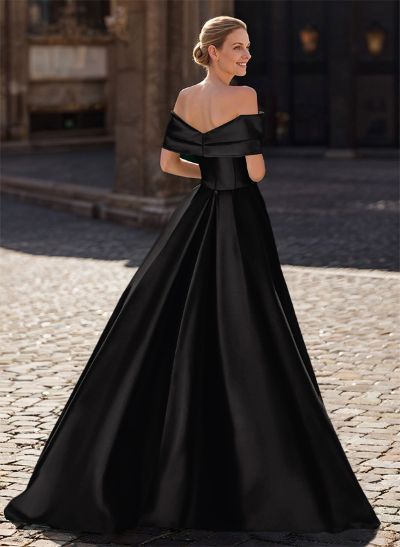 A-Line Off-The-Shoulder Sleeveless Satin Mother Of The Bride Dresses