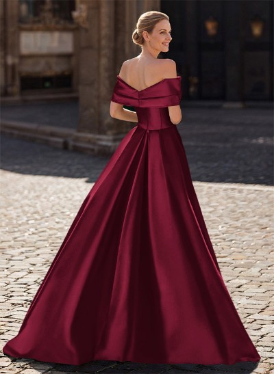 A-Line Off-The-Shoulder Sleeveless Satin Mother Of The Bride Dresses