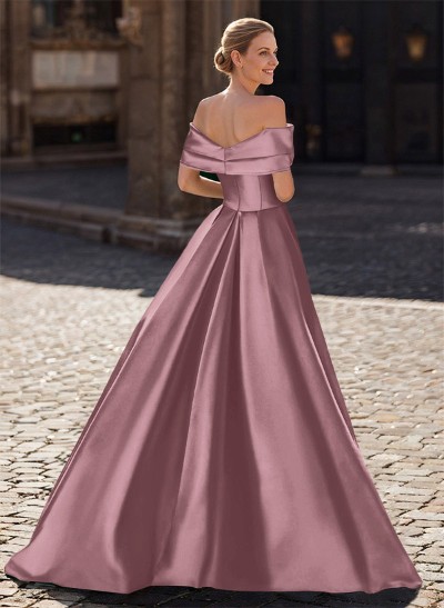 A-Line Off-The-Shoulder Sleeveless Satin Mother Of The Bride Dresses