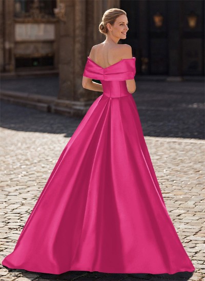 A-Line Off-The-Shoulder Sleeveless Satin Mother Of The Bride Dresses