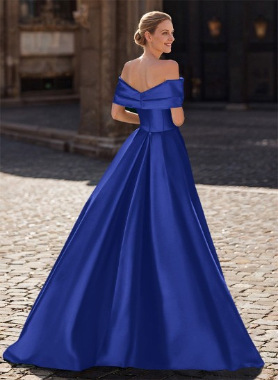 A-Line Off-The-Shoulder Sleeveless Satin Mother Of The Bride Dresses