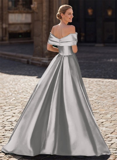 A-Line Off-The-Shoulder Sleeveless Satin Mother Of The Bride Dresses