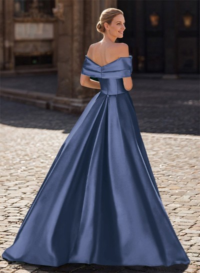 A-Line Off-The-Shoulder Sleeveless Satin Mother Of The Bride Dresses