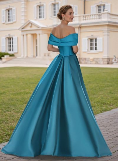 A-Line Off-The-Shoulder Sleeveless Satin Mother Of The Bride Dresses