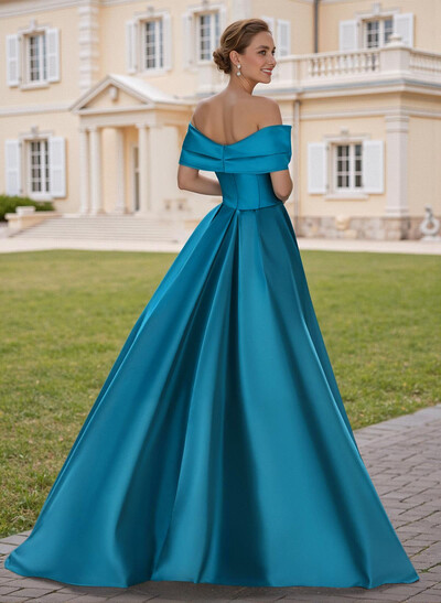 A-Line Off-The-Shoulder Sleeveless Satin Mother Of The Bride Dresses