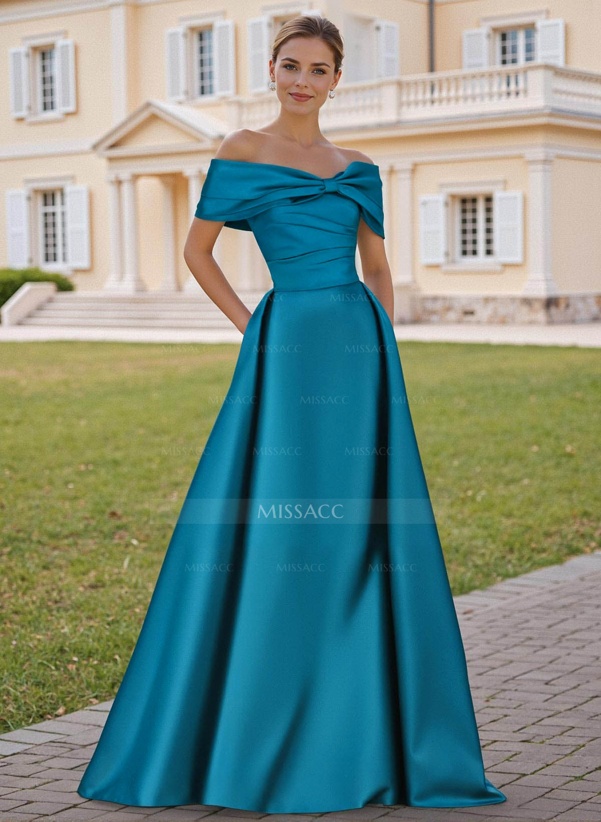 A-Line Off-The-Shoulder Sleeveless Satin Mother Of The Bride Dresses