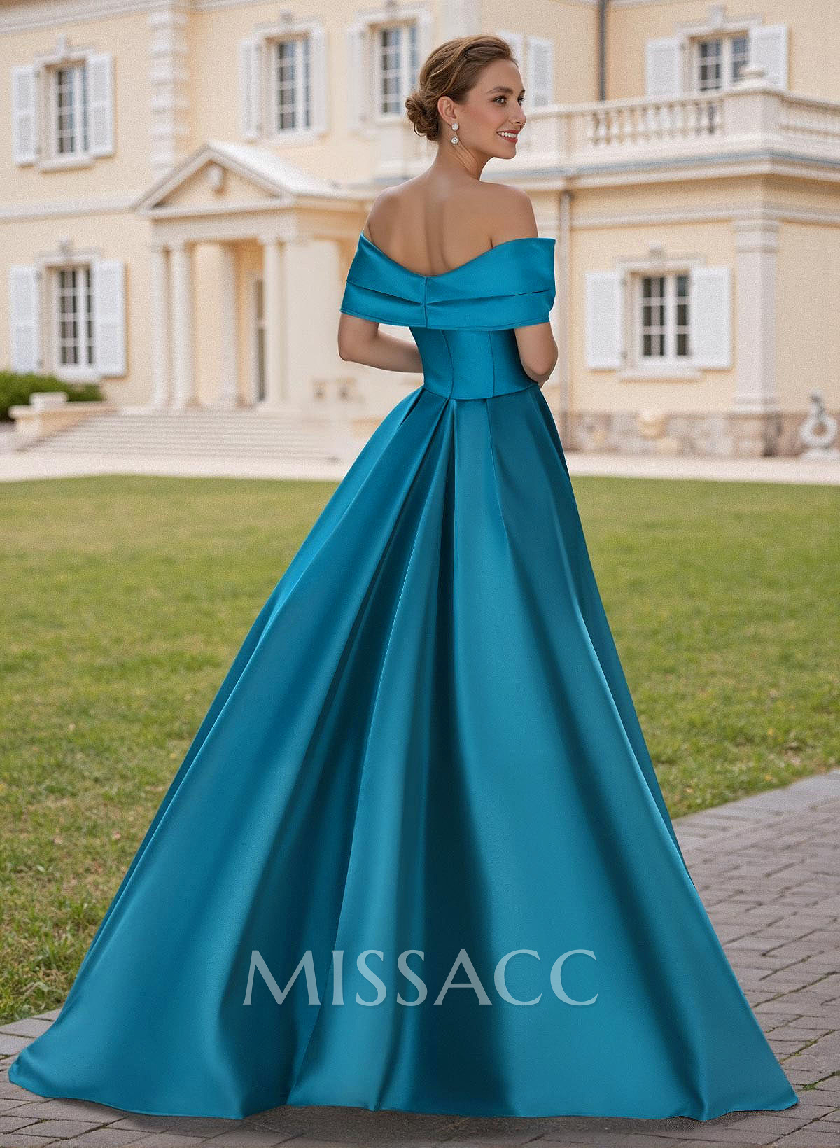 A-Line Off-The-Shoulder Sleeveless Satin Mother Of The Bride Dresses