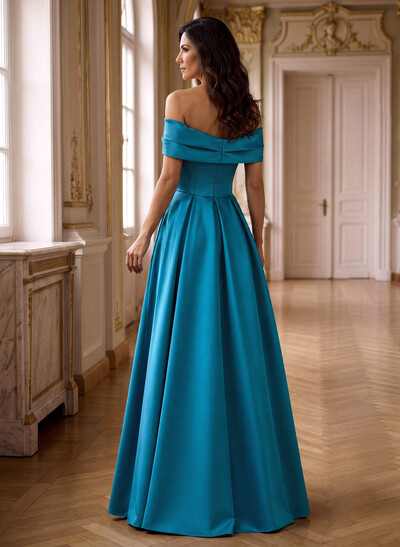 A-Line Off-The-Shoulder Sleeveless Satin Mother Of The Bride Dresses