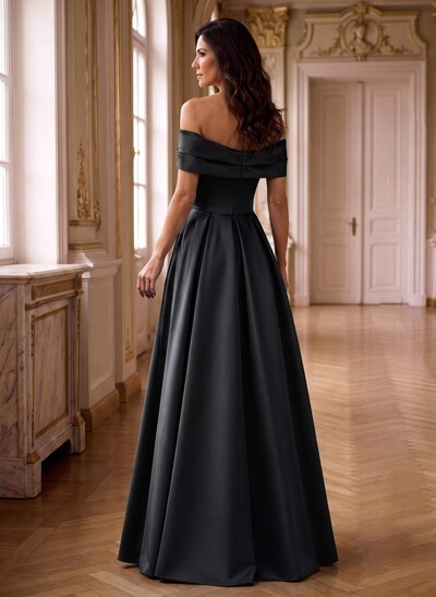 A-Line Off-The-Shoulder Sleeveless Satin Mother Of The Bride Dresses