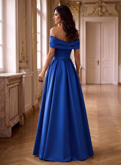 A-Line Off-The-Shoulder Sleeveless Satin Mother Of The Bride Dresses