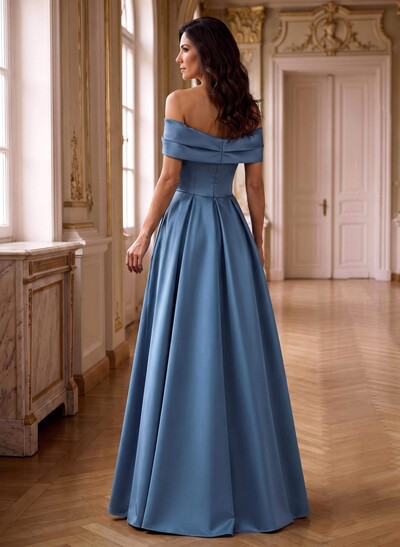 A-Line Off-The-Shoulder Sleeveless Satin Mother Of The Bride Dresses