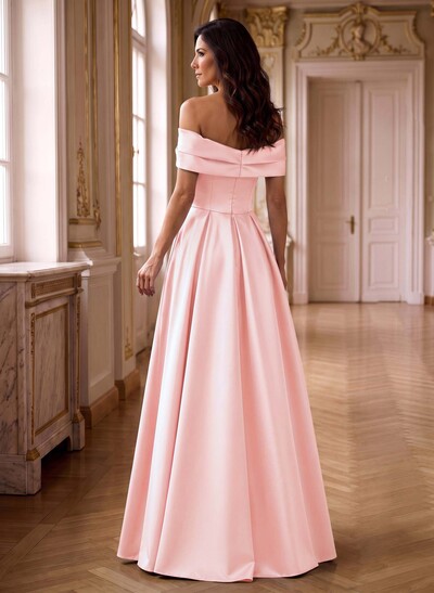 A-Line Off-The-Shoulder Sleeveless Satin Mother Of The Bride Dresses