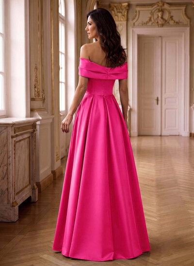 A-Line Off-The-Shoulder Sleeveless Satin Mother Of The Bride Dresses