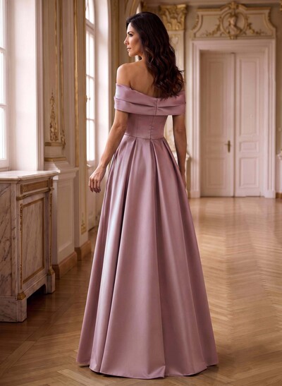 A-Line Off-The-Shoulder Sleeveless Satin Mother Of The Bride Dresses