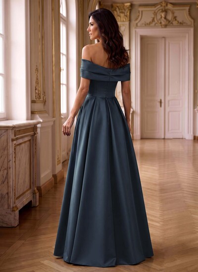 A-Line Off-The-Shoulder Sleeveless Satin Mother Of The Bride Dresses