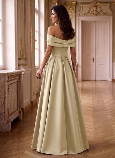 A-Line Off-The-Shoulder Sleeveless Satin Mother Of The Bride Dresses