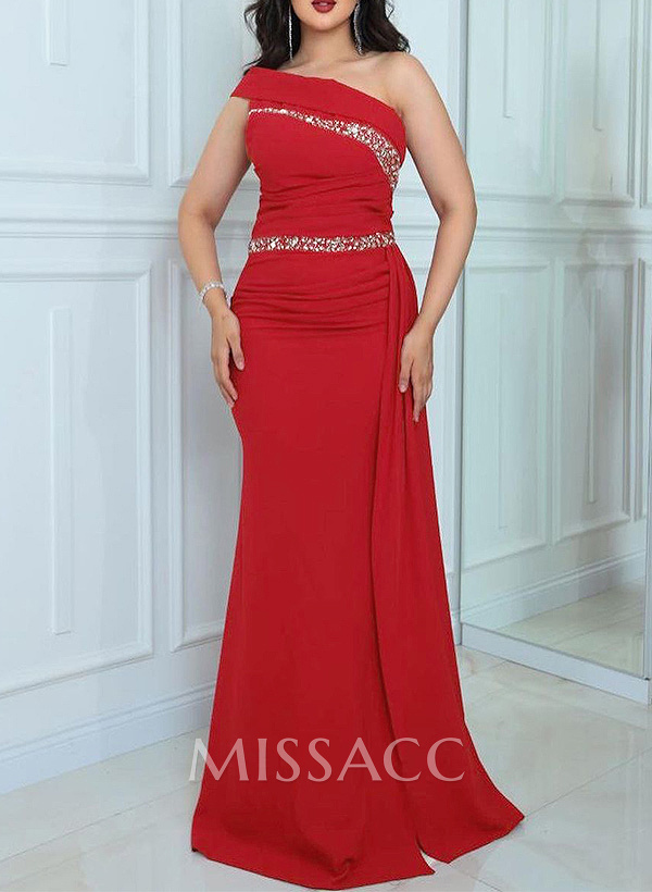 Sheath/Column One-Shoulder Elastic Satin Mother Of The Bride Dresses With Rhinestone