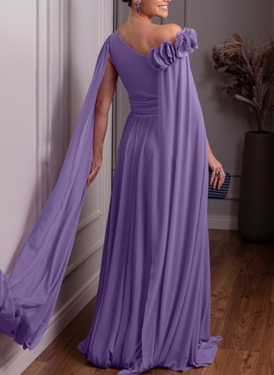 A-Line Asymmetrical Sleeveless Chiffon Mother Of The Bride Dresses With Flower(s)