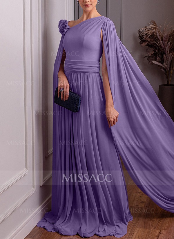 A-Line Asymmetrical Sleeveless Chiffon Mother Of The Bride Dresses With Flower(s)