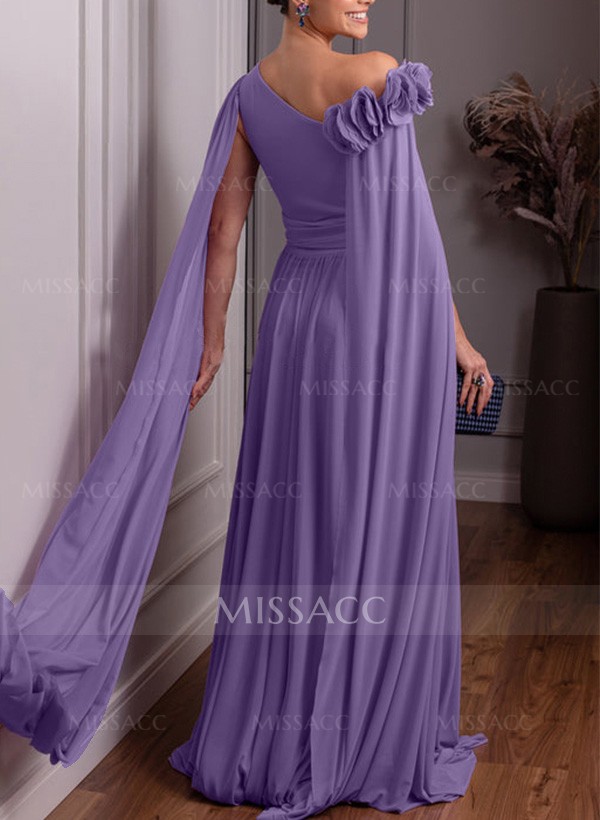 A-Line Asymmetrical Sleeveless Chiffon Mother Of The Bride Dresses With Flower(s)