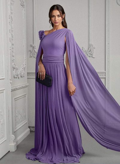 A-Line Asymmetrical Sleeveless Chiffon Mother Of The Bride Dresses With Flower(s)