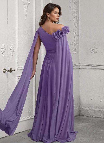 A-Line Asymmetrical Sleeveless Chiffon Mother Of The Bride Dresses With Flower(s)