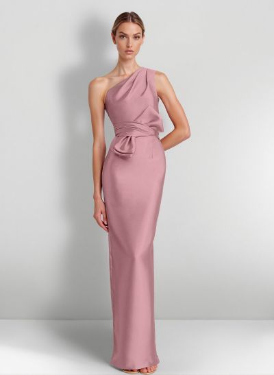 Sheath/Column One-Shoulder Sleeveless Satin Mother Of The Bride Dresses