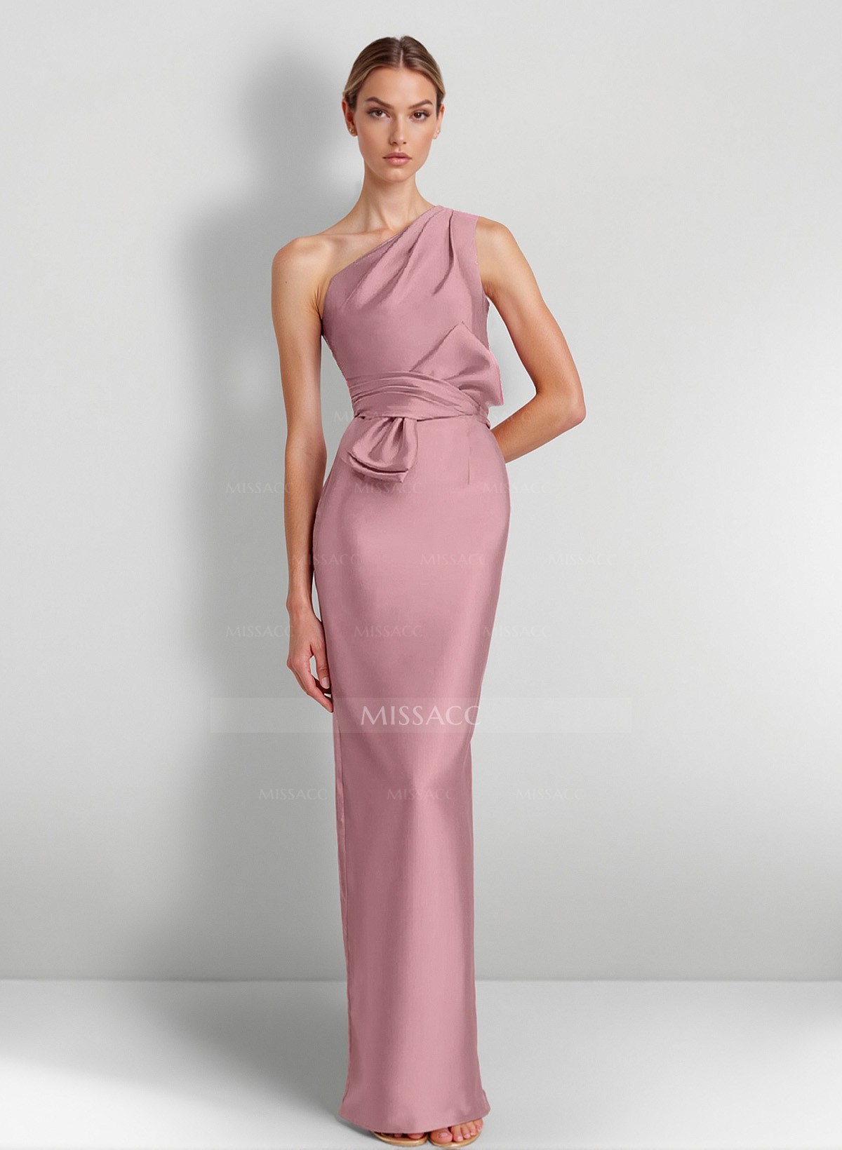 Sheath/Column One-Shoulder Sleeveless Satin Mother Of The Bride Dresses