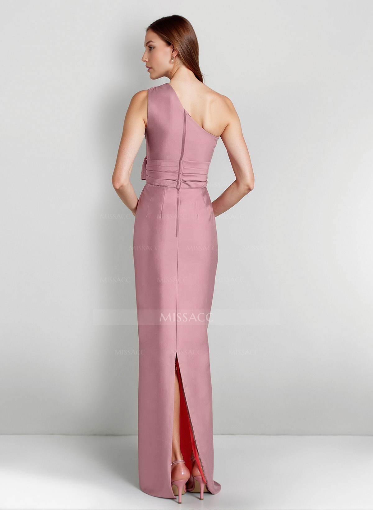 Sheath/Column One-Shoulder Sleeveless Satin Mother Of The Bride Dresses