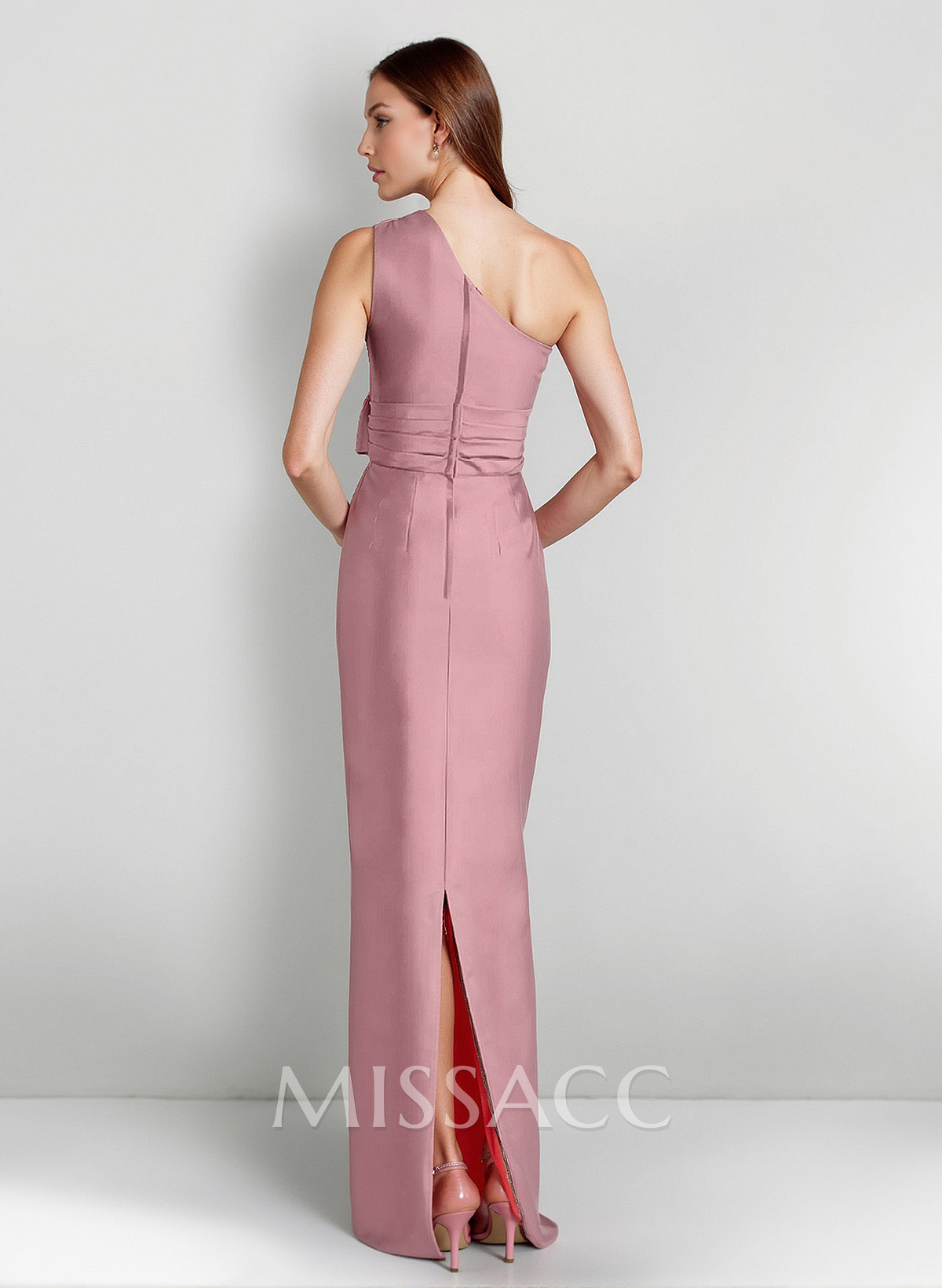 Sheath/Column One-Shoulder Sleeveless Satin Mother Of The Bride Dresses