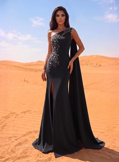 Sheath/Column Elastic Satin Mother Of The Bride Dresses With Beading