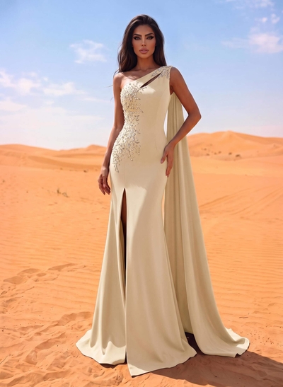 Sheath/Column Elastic Satin Mother Of The Bride Dresses With Beading