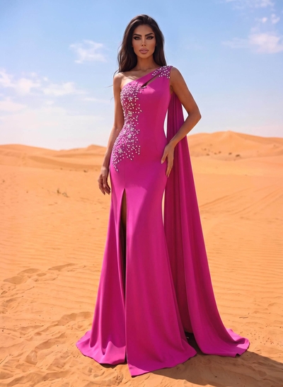 Sheath/Column Stretch Satin Mother of the Bride Dresses with Beaded Detailing