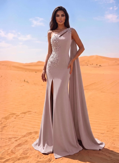 Sheath/Column Elastic Satin Mother Of The Bride Dresses With Beading