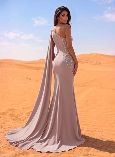 Sheath/Column Elastic Satin Mother Of The Bride Dresses With Beading