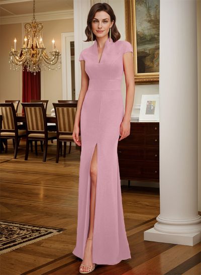 Sheath/Column Elastic Satin Mother Of The Bride Dresses With High Split