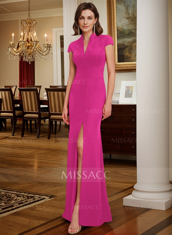 Sheath/Column Elastic Satin Mother Of The Bride Dresses With High Split