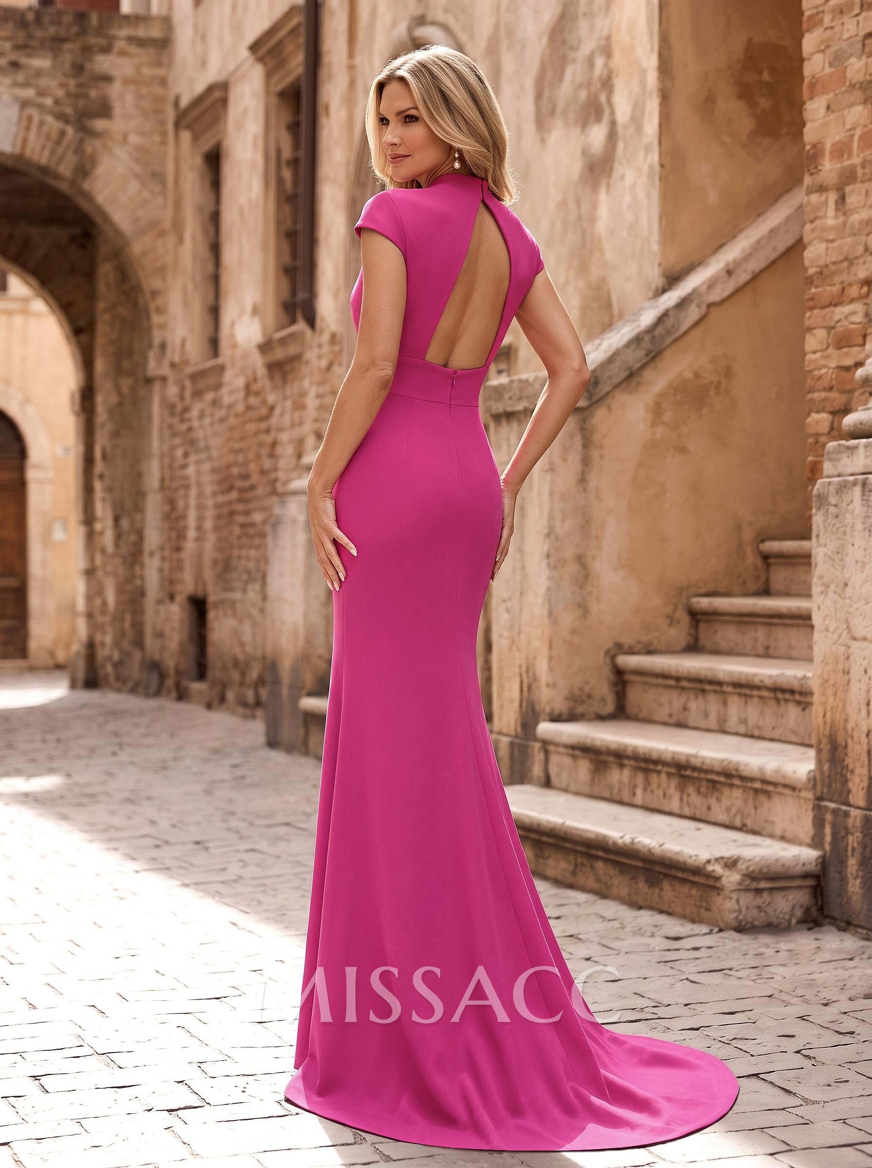 Sheath/Column Elastic Satin Mother Of The Bride Dresses With High Split