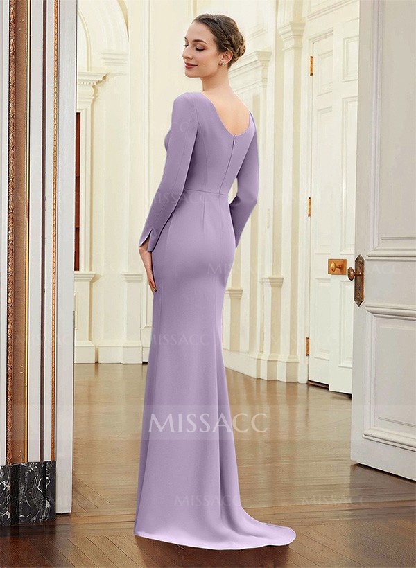 Sheath/Column Scoop Neck Elastic Satin Mother Of The Bride Dresses With Ruffle