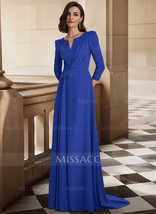 Sheath/Column V-Neck Long Sleeves Elastic Satin Mother Of The Bride Dresses