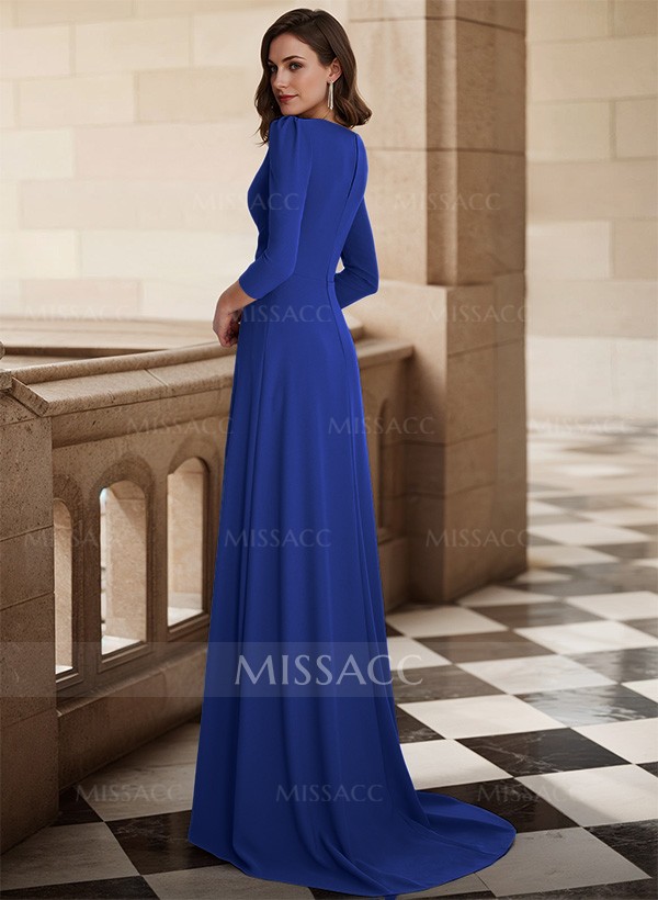 Sheath/Column V-Neck Long Sleeves Elastic Satin Mother Of The Bride Dresses