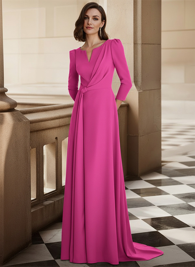 Sheath/Column V-Neck Long Sleeves Elastic Satin Mother Of The Bride Dresses
